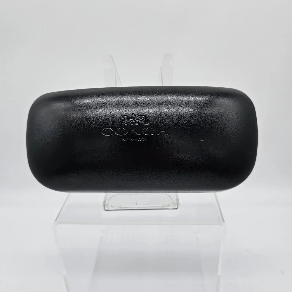 Coach Dome Clamshell Eyeglasses Sunglasses Hard Case Black Leather EUC